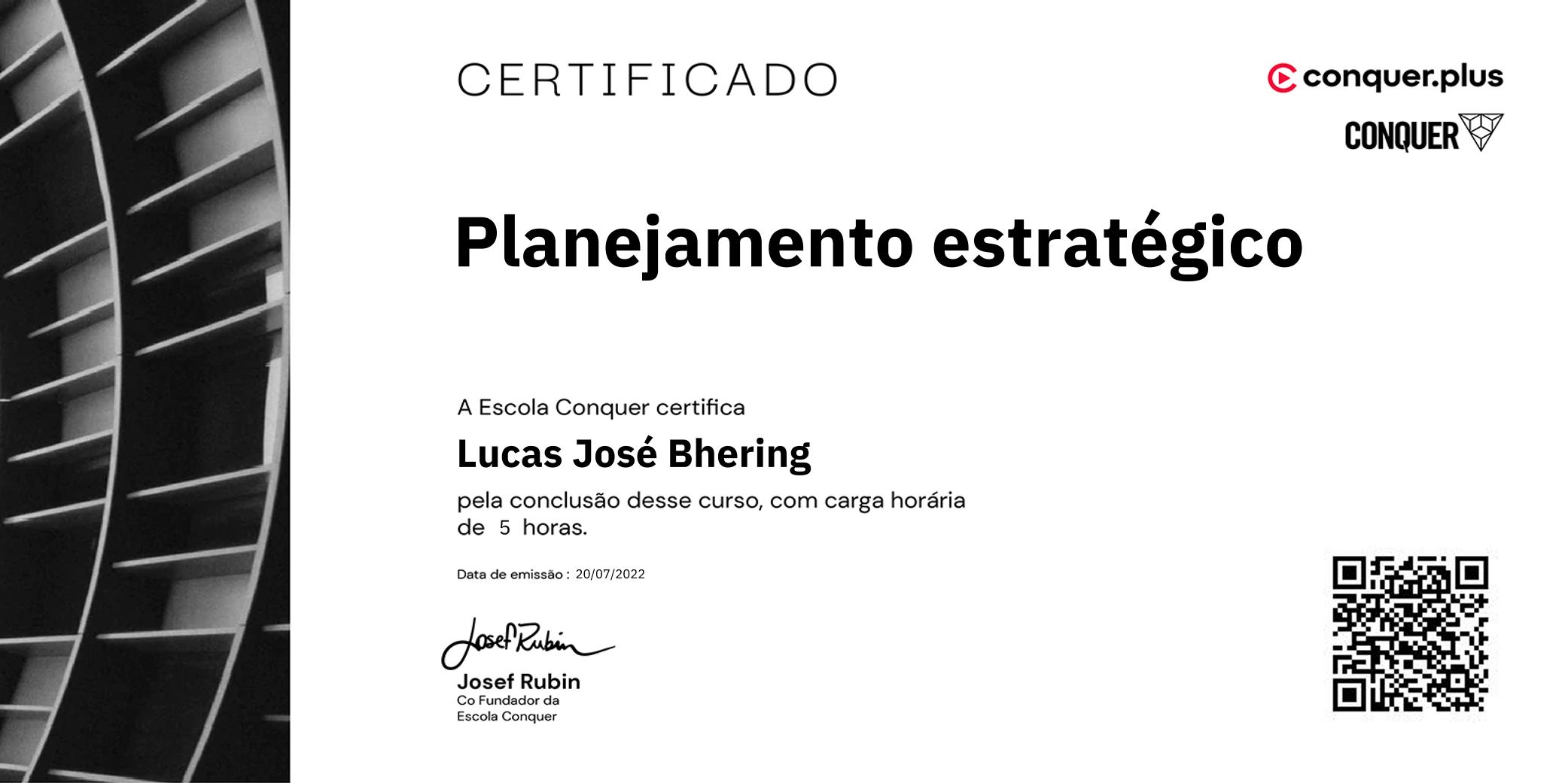 Certificado de Planejamento estratégico
